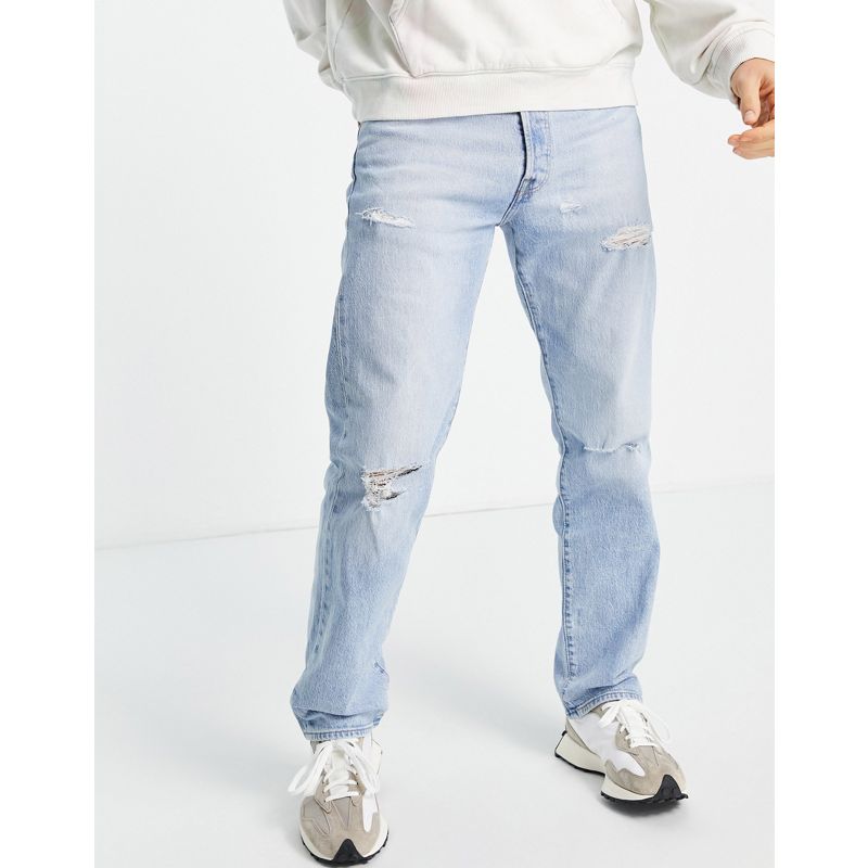 Jeans Uomo Levi's - 501 - Jeans dritti lavaggio azzurro e strappi