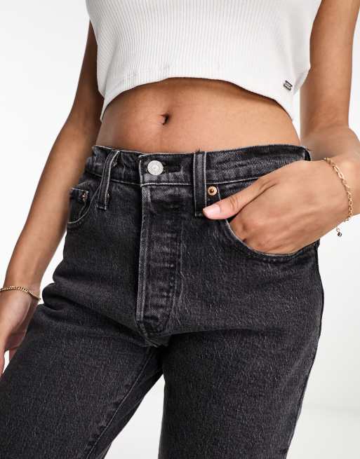 Levi's - 501 - Jeans dritti taglio corto nero slavato, 2 di 5