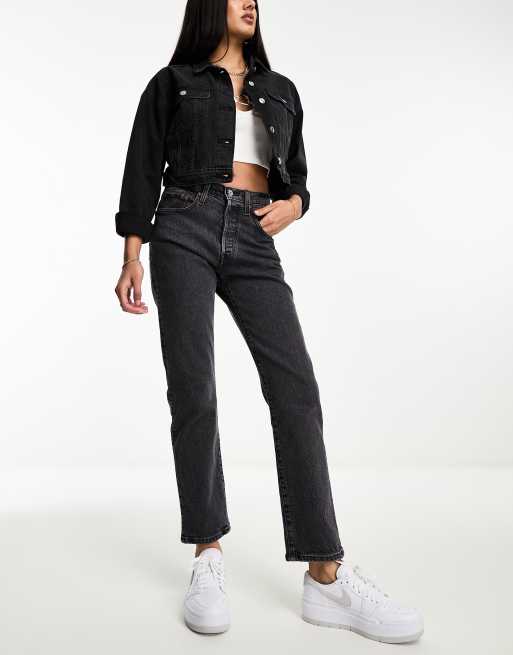 Levi's - 501 - Jeans dritti taglio corto nero slavato, 5 di 5