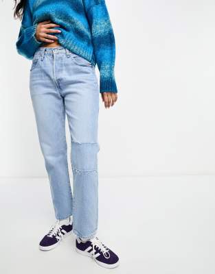 Levi's - 501 - Jeans in Hellblau mit kurzem Schnitt und geradem Bein
