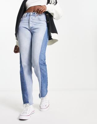 Levi's - 501 - Jeans in heller Waschung mit gespleißten Beinen-Blau
