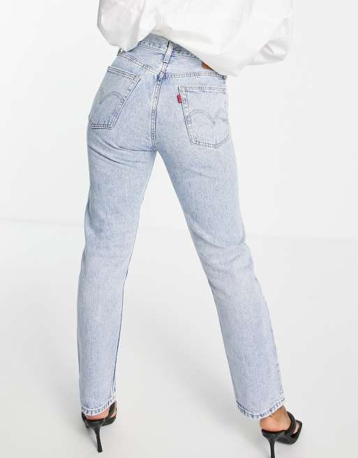 Levi's - 501 - Jeans met hoge taille en rechte pijpen in blauw met lichte wassing, 2 van 4