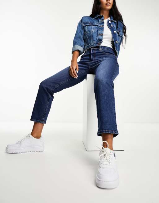 Levi's - 501 - Jeans met hoge taille en rechte pijpen in donkere wassing blauw