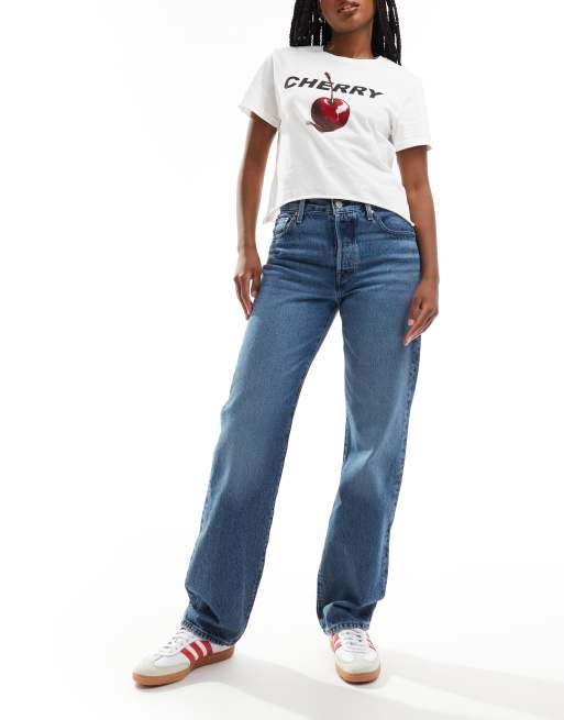 Levi's - 501 - Jeans met jaren 90-pasvorm in middenblauw