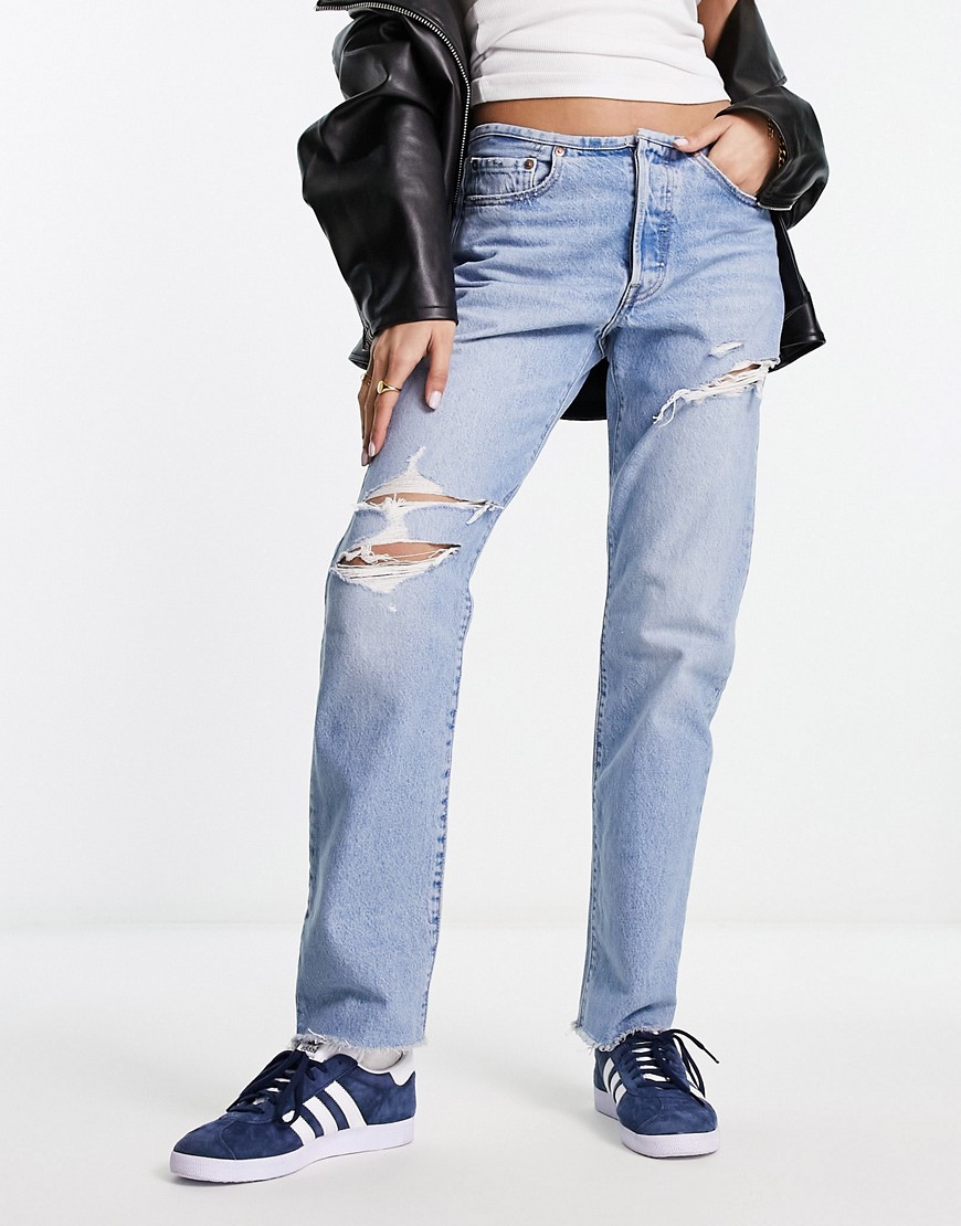 Levi's 501 jeans mini waist in light wash blue