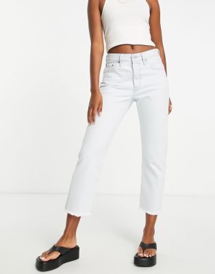 Levi's - 501 - Jeans mit hohem Bund, geradem Bein und kurzem Schnitt in Bleach-Waschung-Blau