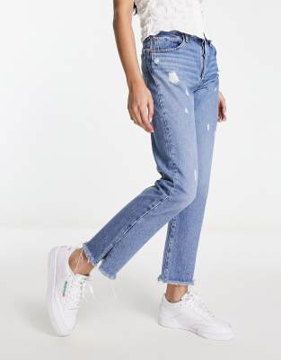 Levi's - 501 - Kürzer geschnittene Jeans in mittelblauer Waschung mit geradem Bein