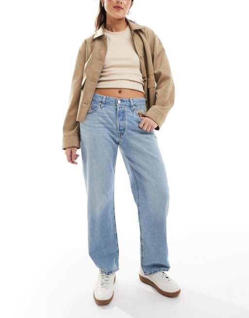 Levi's 501 – Ljusblå, ankellånga, 90-tals jeans med ökenbroderi, del av set , 2 av 5
