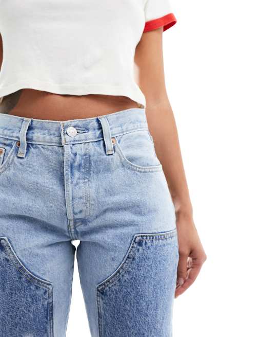 Levi's 501 – Ljusblå raka jeans i 90-talsstil med paneler och tvättad finish, 4 av 5