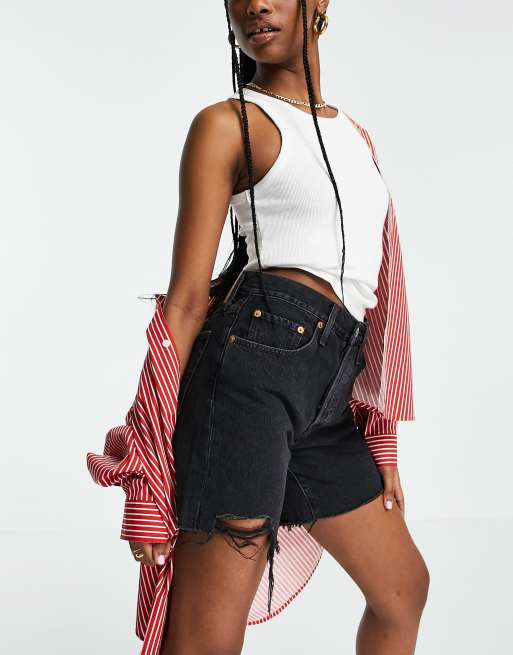 501 Mid Thigh Denim Shorts in Lunar Black