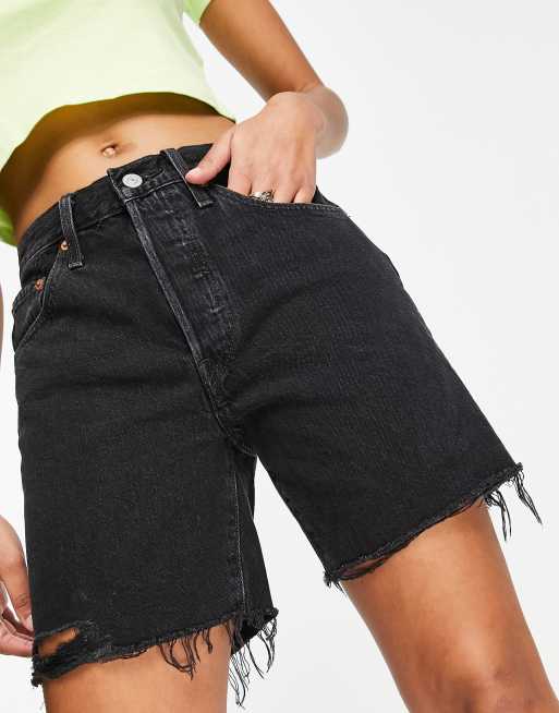 Levi's 501 mid thigh denim shorts in black