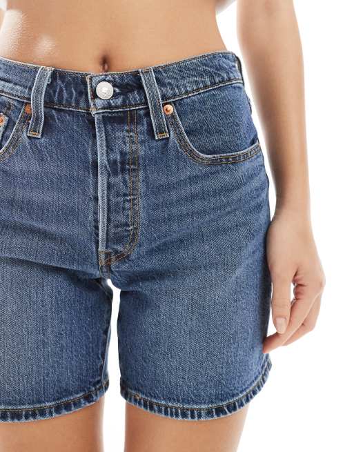 Levi's 501 mid thigh denim shorts in dark wash ASOS