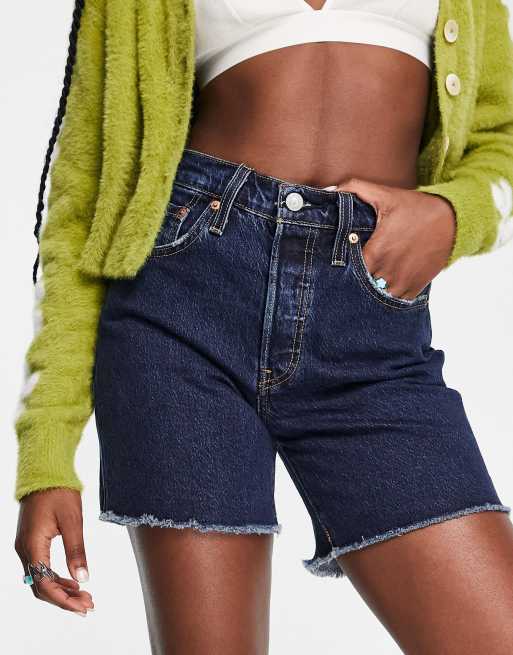 Levi's 501 mid thigh shorts in blue | ASOS