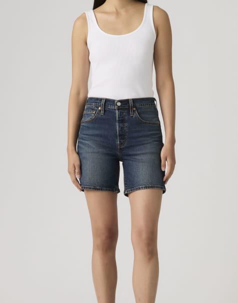 Levi's 501 mid thigh shorts in blue - view 1