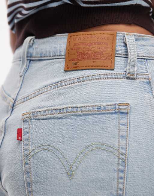 Levi's 501 mid thigh shorts in light blue, 4 of 5