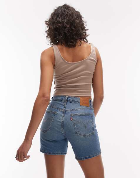 Levi's 501 mid thigh shorts in mid blue - view 1