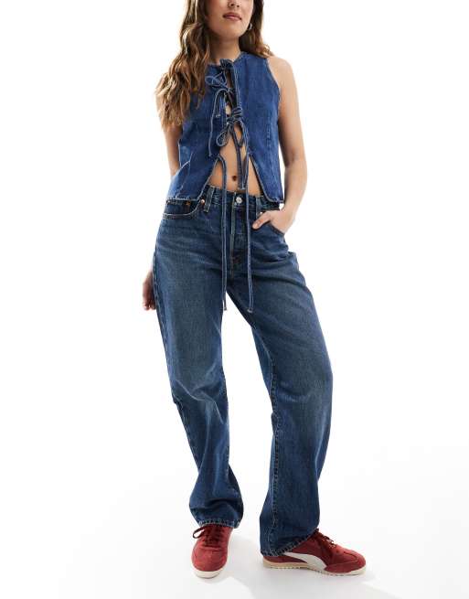 Levi's - 501 - Mørkeblå 90'er-jeans med lige ben i vintage-vask 