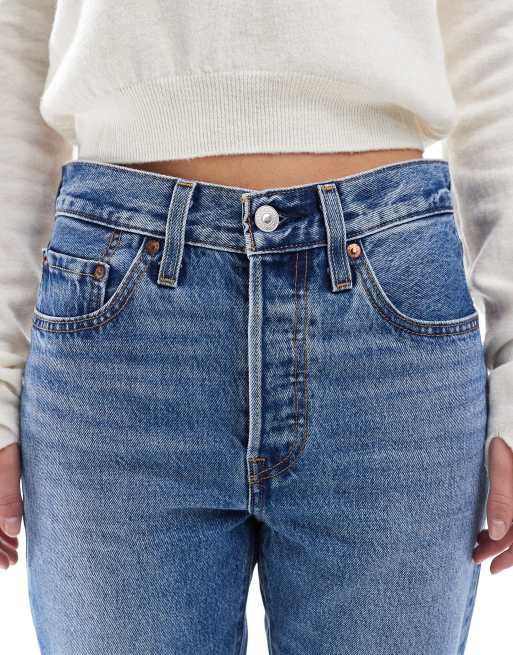 Levi's – 501 – Niebieskie jeansy o prostym kroju z krótszymi nogawkami, 5 z 5
