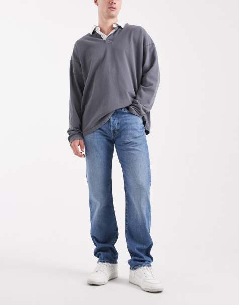 Levi's – 501 Original – Blå raka jeans i mellanljus tvätt - view 1