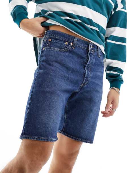 Levi's - 501 Original - Denim short in blauw met wassing - view 1