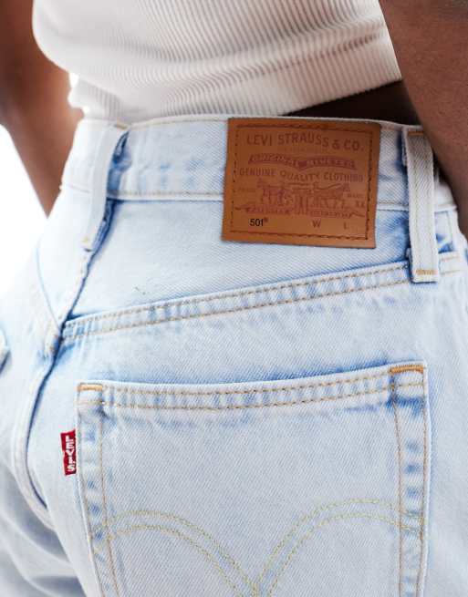 Levi's 501 original denim shorts in light wash blue , 5 of 5