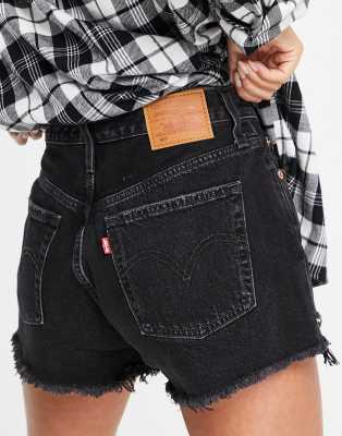 levi's black distressed shorts