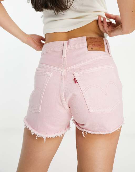 Levi s 501 original distressed shorts in pink ASOS