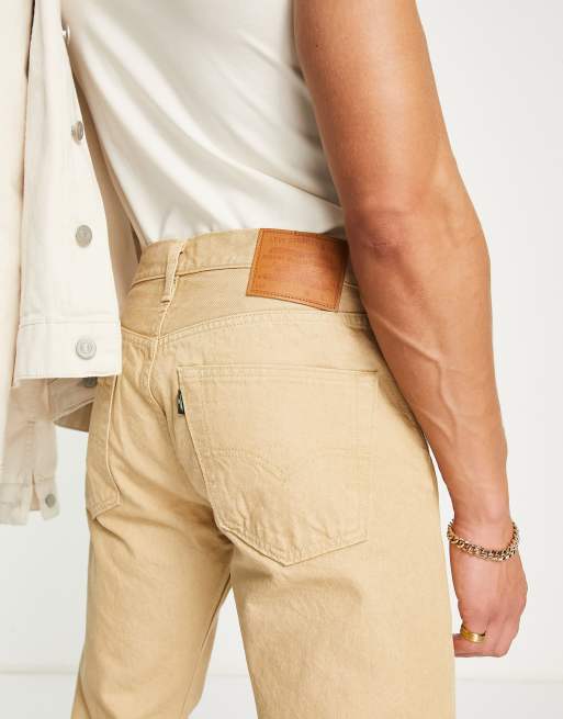 Levis 501 best sale beige jeans