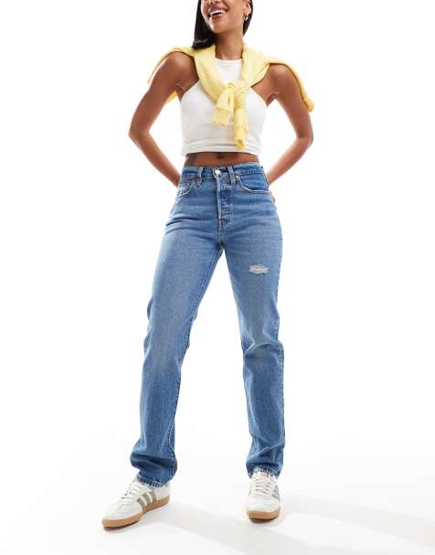 Levi's – 501 Original – Gerade geschnittene Jeans in Mittelblau - view 1