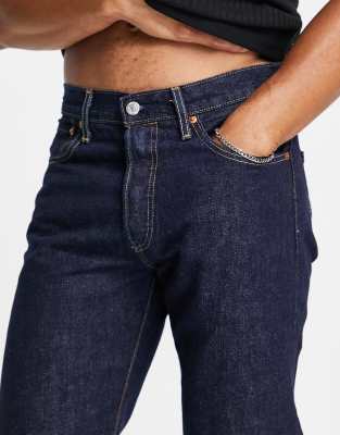 Jean Levi’s 501 Droit Homme - Taille 34, Longueur 32 - Bleu Foncé Délavé - Occasion Bon état