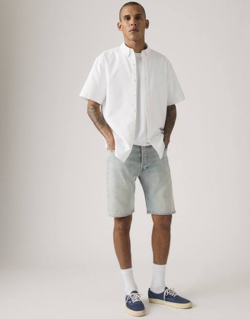 Levi's 501 original lightweight shorts in blue, 3 of 4