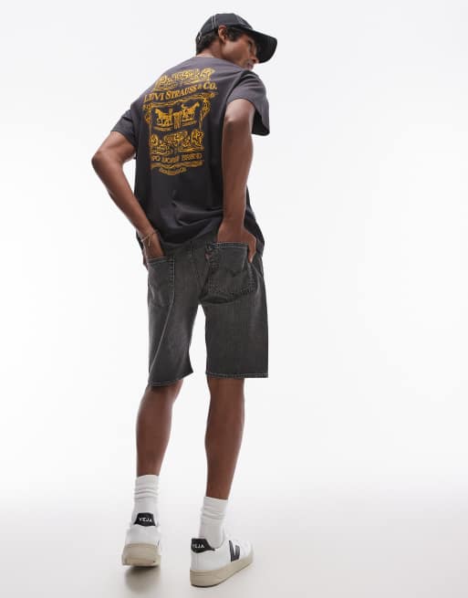 Levi's 501 Original straight denim shorts in washed black