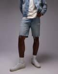 [Levi's] Levi's 501 Original straight distressed & back embroidery cut off denim shorts in mid wash (part of a set)-Blue W36 L9 Mid Wash