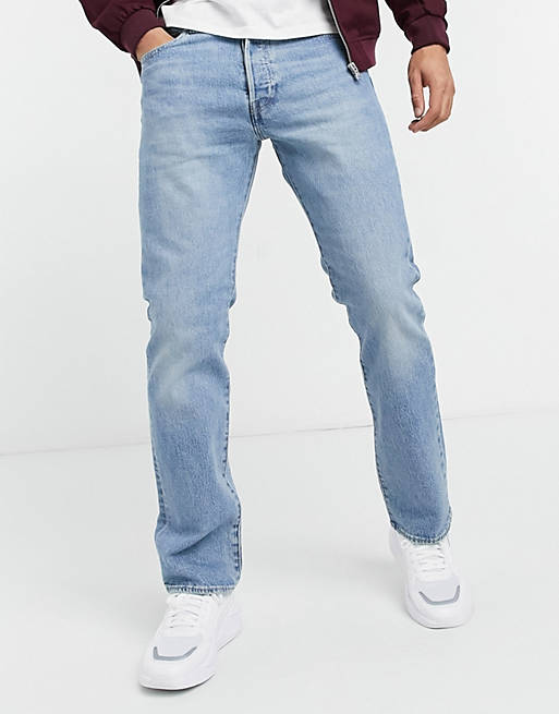 Levi's 501 original straight fit jeans in basil sand mid indigo light wash  | ASOS