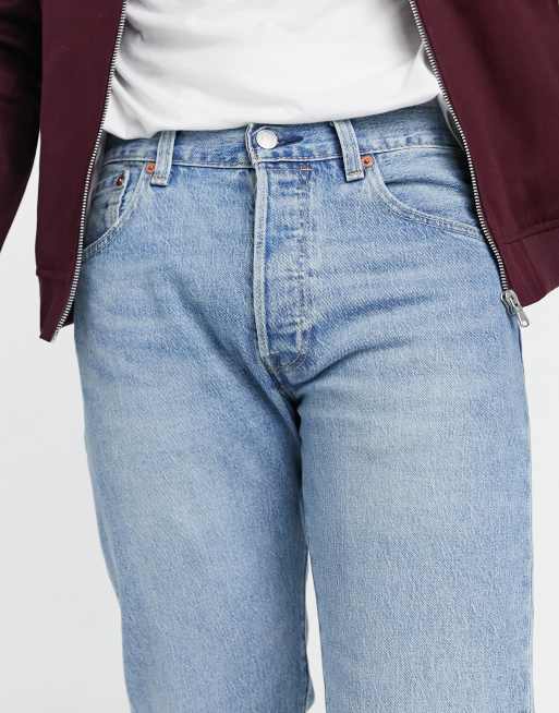 Levi's 501 original straight fit jeans in basil sand mid indigo light wash  | ASOS