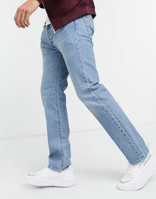 Levi's 501 original straight fit jeans in basil sand mid indigo light wash  | ASOS