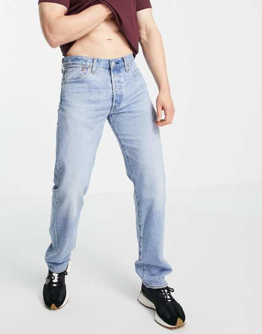 hjort Geologi kobber Levi's 501 original straight fit jeans in light wash blue | ASOS