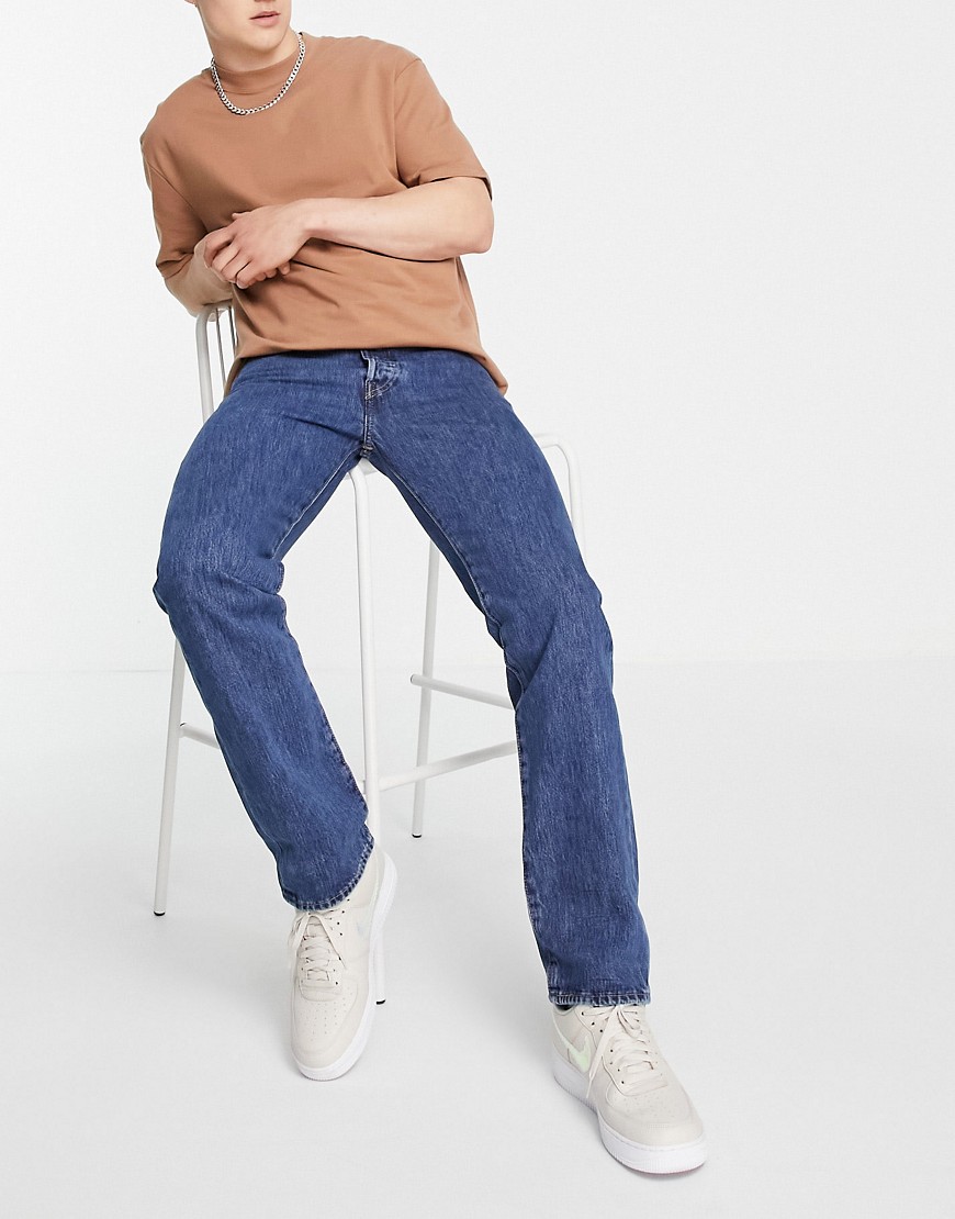Levi's 501 original straight fit jeans in stonewash blue-Blues