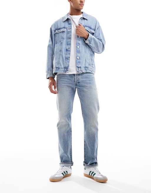 Levi's  501  original straight fit selvedge jeans in light wash
