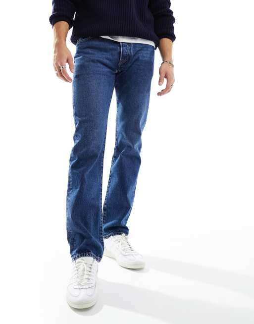 Levi's 501 Original straight jeans in mid blue, 3 of 5