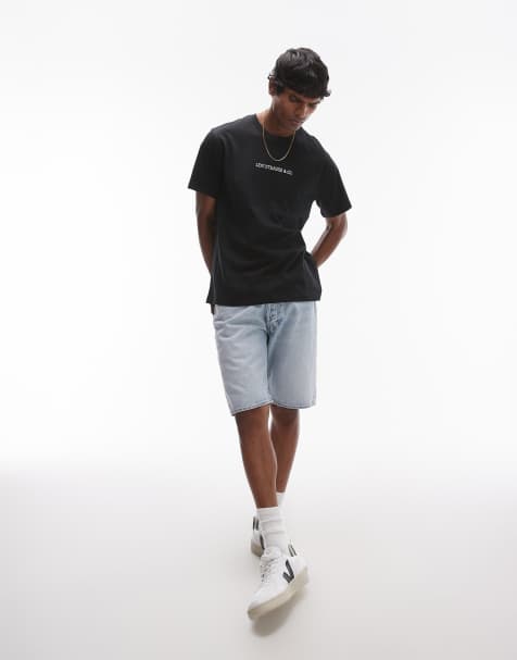 Levi's - 501 Original - Vaskede afblegede denimshorts med lige ben - view 1