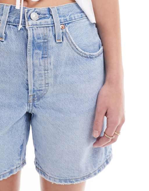 Levi's - 501 - Pantaloncini di jeans a mezza coscia lavaggio blu chiaro, 3 di 5