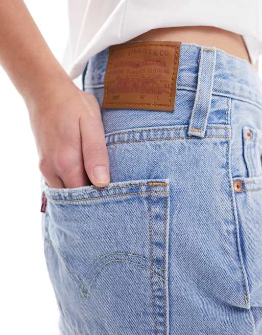 Levi's - 501 - Pantaloncini di jeans a mezza coscia lavaggio blu chiaro, 5 di 5