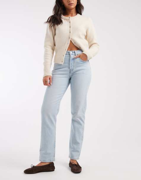 Levi's - 501 - Rechte cropped jeans in lichtblauw - view 1