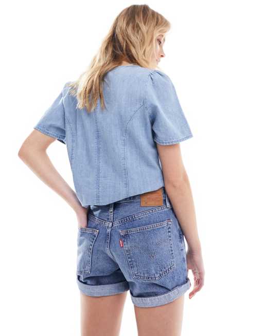 Levi s 501 rolled denim shorts in blue wash ASOS