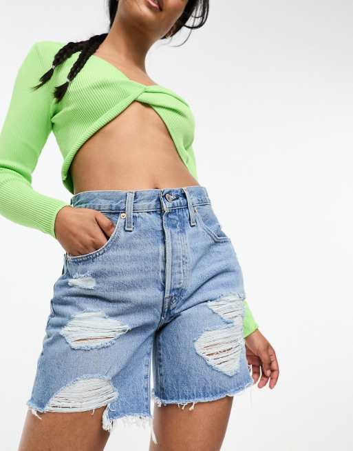 Levi's - 501 - Short en jean effet usé - Bleu clair délavé