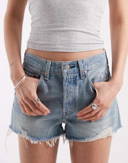 Levi's 501 shorts in denim lavaggio chiaro, 3 di 5