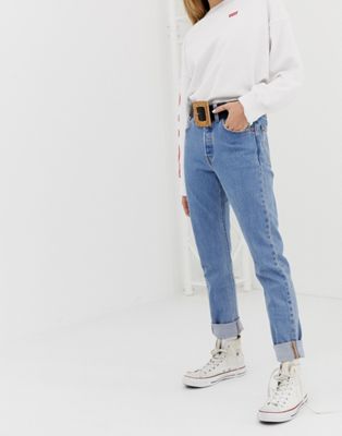 Levi's 501 – Skinny jeans med slitna knän-Blå