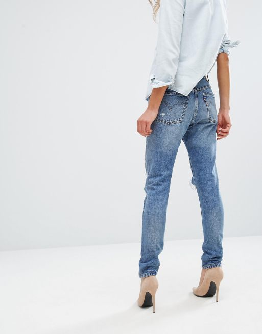 Levi's 501 skinny on sale jeans ripped knees