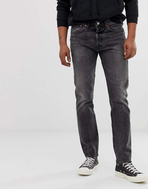 Levi s 501 slim tapered low rise jeans in just grey wash